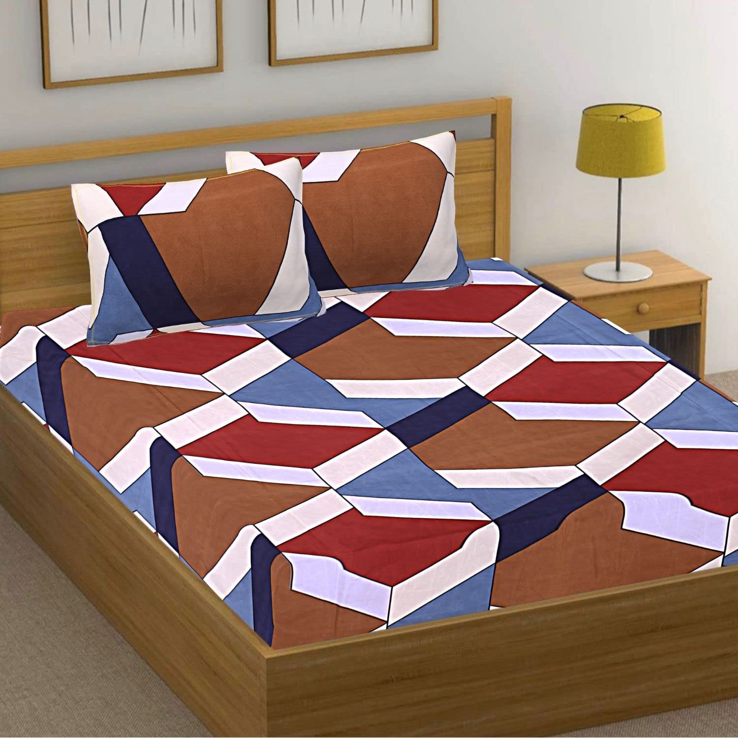 Hashcart Cotton Blend Bed Sheet | 2 Pillow Covers | Luxury Defined Indulge in The Opulence of Our Ultimate Comfort and Style