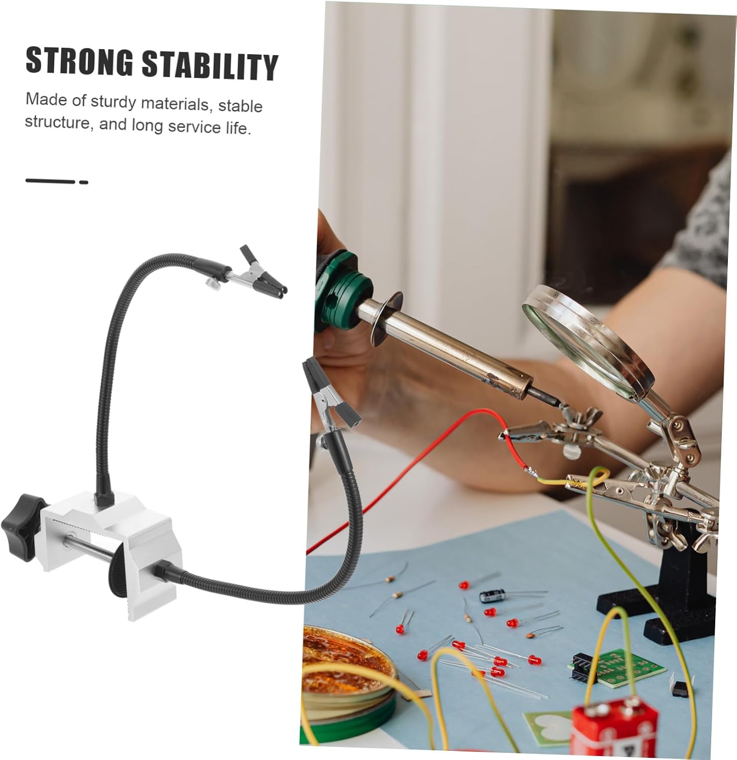 Welding Table Accessories Flexible Arms 2-Claw Soldering Station for Circuit Boards Adjustable Welding Clamps Set for Precision Work