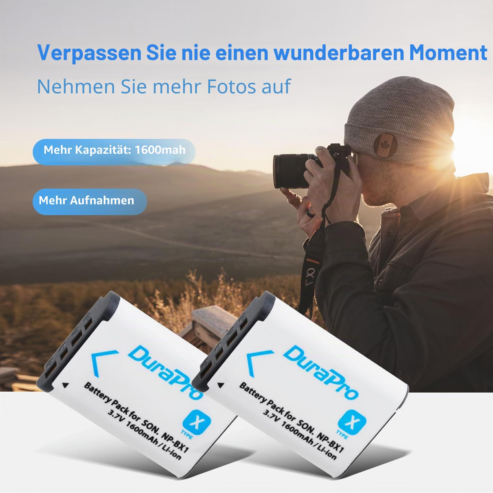 Durapro 4X NP-BX1 Akku + LCD Dual USB Ladegerät für Sony NP-BX1 Akku Sony DSC-RX100 RX100 II DSC-WX500 HX300 HX400V WX300 WX350 HDR AS100v AS200V AS15 AS30V AS300 M3 M2 Camcorders