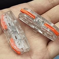 Vista 2 de Kit de conectores de alambre de empalme compacto, 1 conductor, conectores de palanca para cableado 28-12 AWG (50 unidades, naranja transparente)