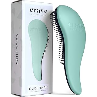 Crave Naturals Glide Thru Detangling Hairbrush That Glides Through Tangles for Wet, Dry and Damaged Hair - Gentle Detangler Styling Tool for Adults, Kids, Men and Women - 7.5 x 3 in, Turquoise