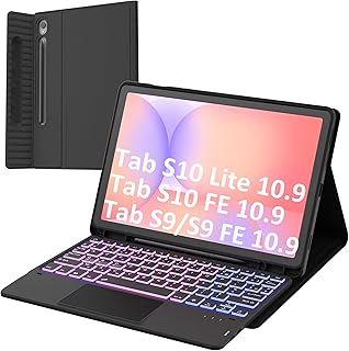 Keyboard Case for Samsung Galaxy Tab S10 Lite S10 FE/S9 FE/S9 10.9″: Backlit 7-Color Keyboard for S10Lite Tablet 2025 – De…