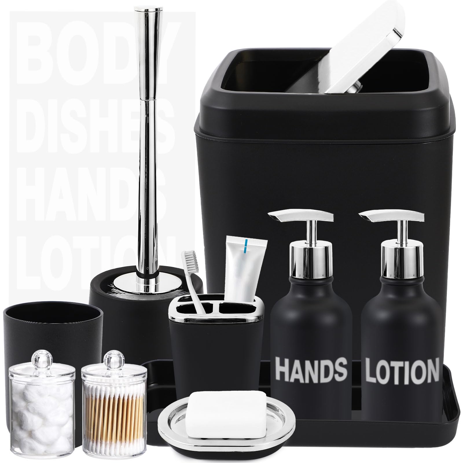 Amazon.com: XLHOMO Black Bathroom Accessories Set - 10 Piece Bathroom ...