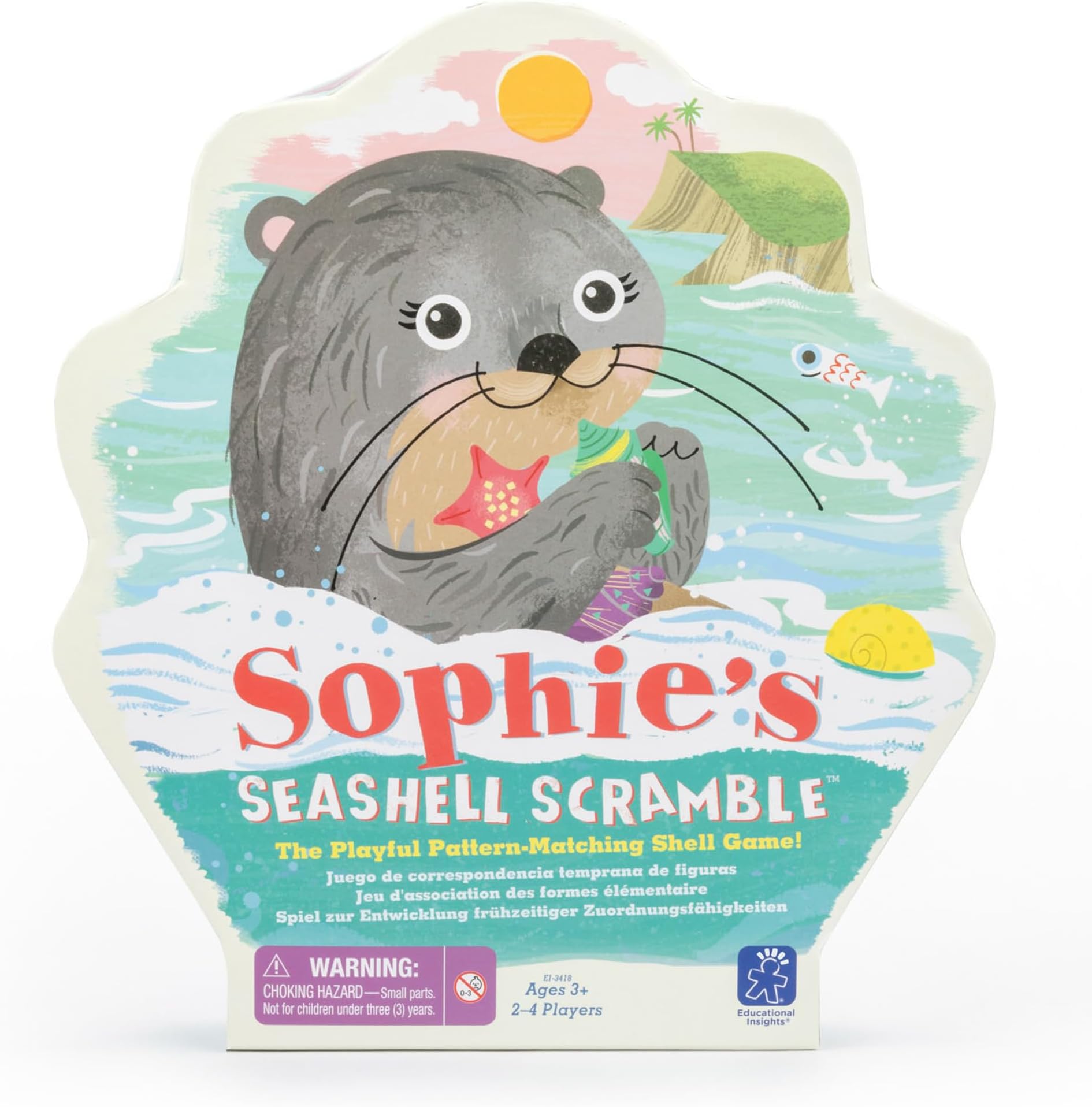 Educational Insights Sophie's Seashell Scramble - Pattern Matching Games for Toddlers 3-5, Preschool Learning Activities, Turn-Taking Board Games for Kids, Toddler Fine Motor Skills Toys