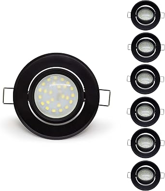 Recessed Ceiling Light 5W LAMPAOUS LED Recessed Downlights Spotlight Daylight Cool White Rotatable LED Ceiling Lights for Bedroom Kitchen Bathroom,120 Degree with IP44 Protection Round Chrome,6Pack [Energy Class A++]