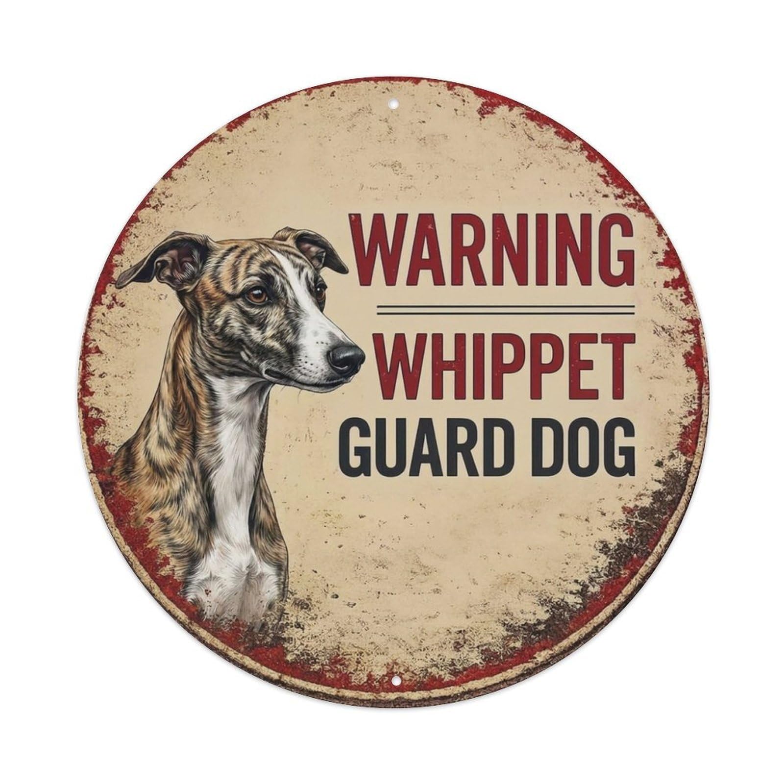 Metal Tin Sign Vintage Warning Whippet