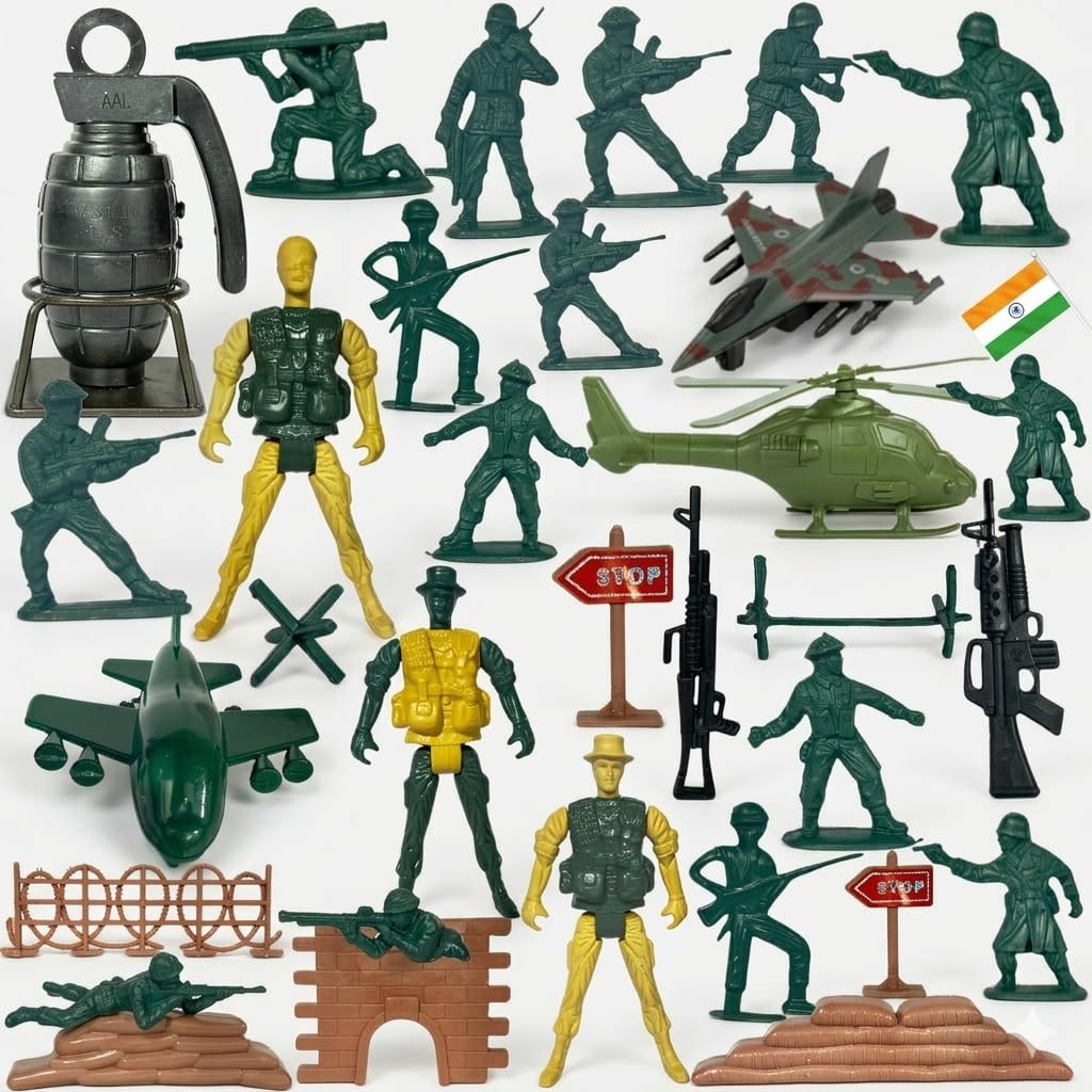 68 PCs Army Figure Toys for Kids 3+ | Military Soldier Base Camp Battlefield Toy Playset for Boys and Girls Plastic Warrior Fighter Army Toy Figures for Children Decoration & Educational Items-picture-18