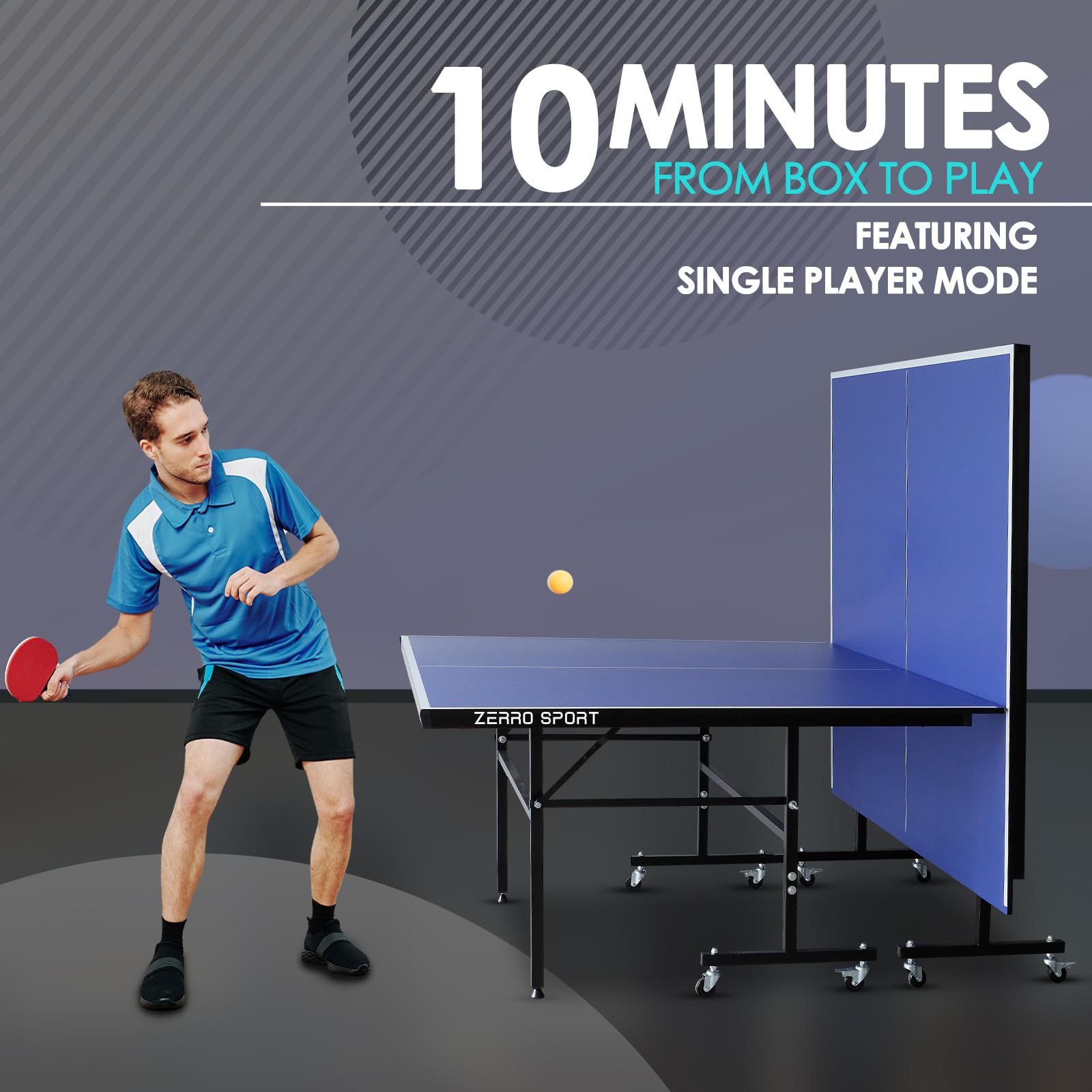 ZERRO Tischtennisplatte Klappbar Indoor,15 mm Dickes MDF, 274x152.5x76cm, Internationale Standardgröße inkl. Netz, Tischtennistisch, Ping Pong Tisch