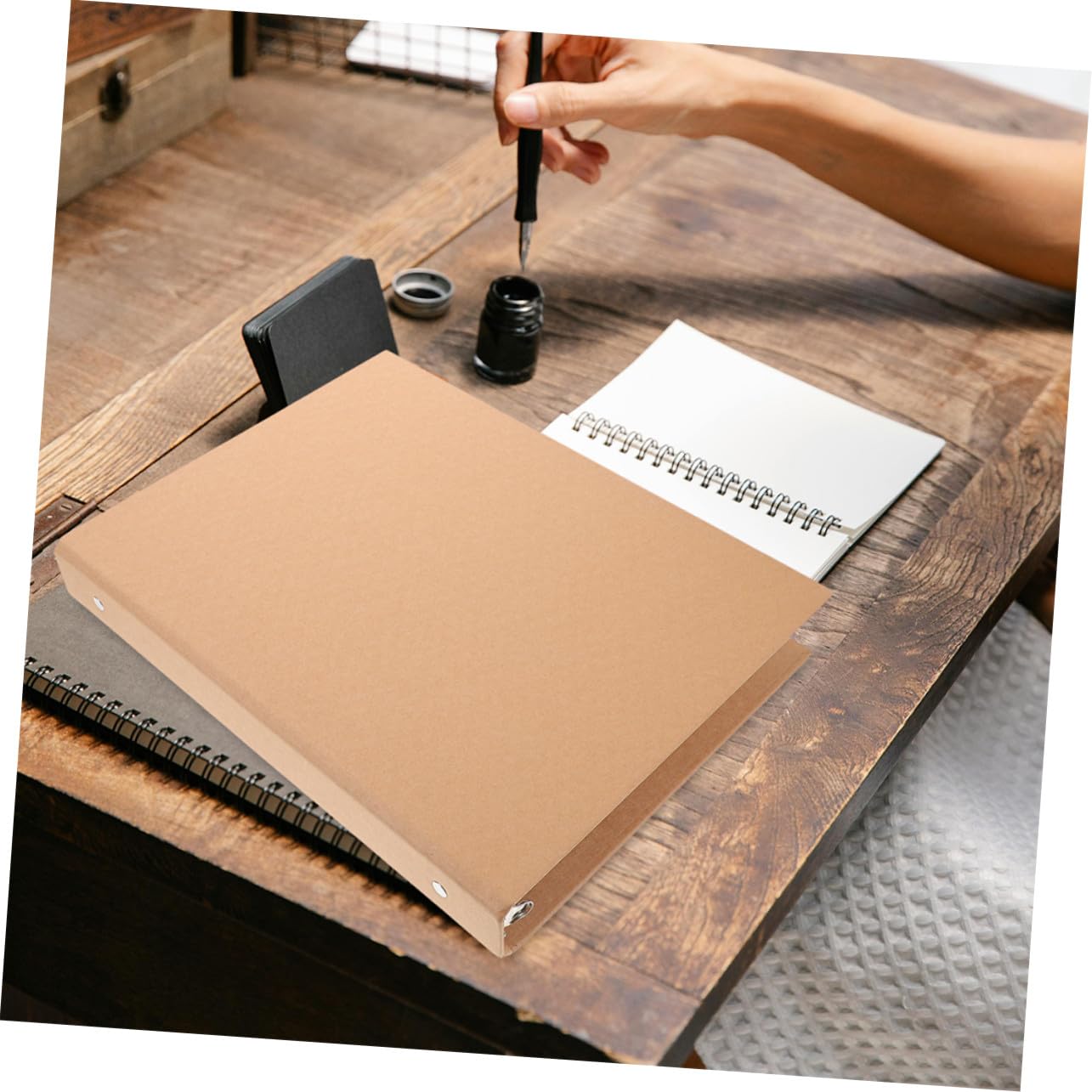 2 Stück Schnellhefter Hülle aus Robustem Kraftpapier Leichte Dokumentenmappe und Notizbuchschutz Ringordner Einband für Schule Büro Organizer