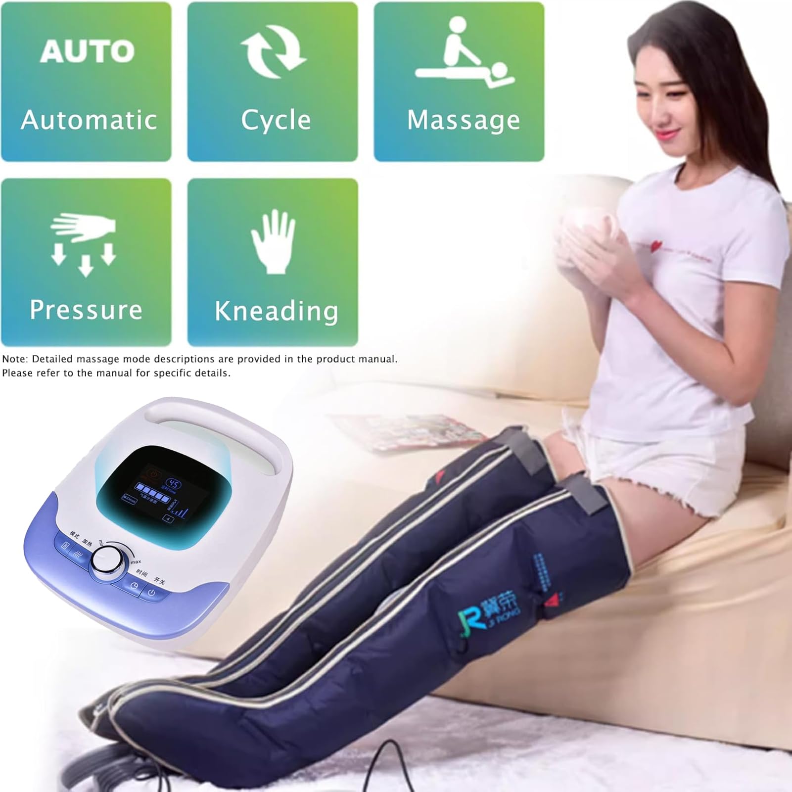 Botas Presoterapia para Casa, Masajeador De Piernas Completo con Calor, Maquina Presoterapia para Mejorar La CirculacióN SanguíNea Alivia El Dolor De Piernas Drenaje LinfáTico