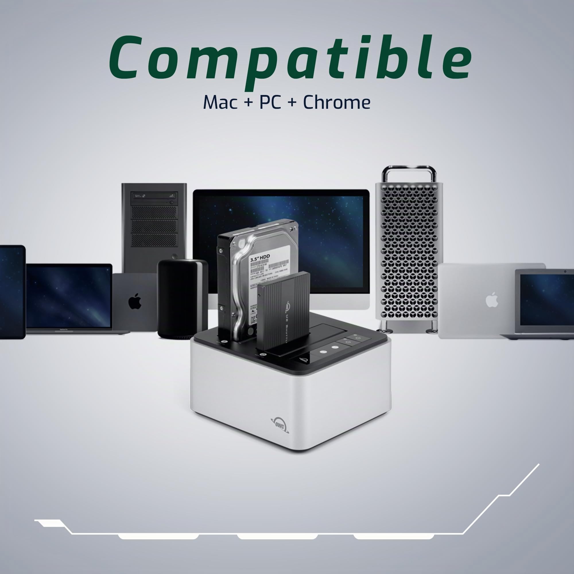 OWC Lecteur USB Dock Bay-CA Double Drive Solution, USB 3.1 Gen 2, pour Mac et PC, (TCDRVDCK)