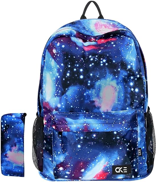 Galaxy Backpack School Backpack for Girls Boys Kids Student Stylish Unisex Canvas Laptop Backpack with Pencil Bag (Galaxy)