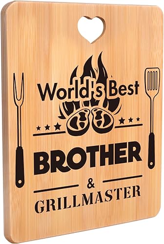 Gifts for Brother - "World's Best Brother & Grillmaster" Cutting Board Brother Gift - Cooking Gifts For Brother