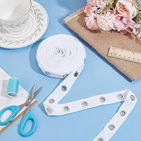 Vista 4 de BENECREAT Cinta de sarga de algodón blanco de 6 yardas, 1 pulgada, tira de cinta de aro de metal dorado claro de 0.315 in para costura y manualidades