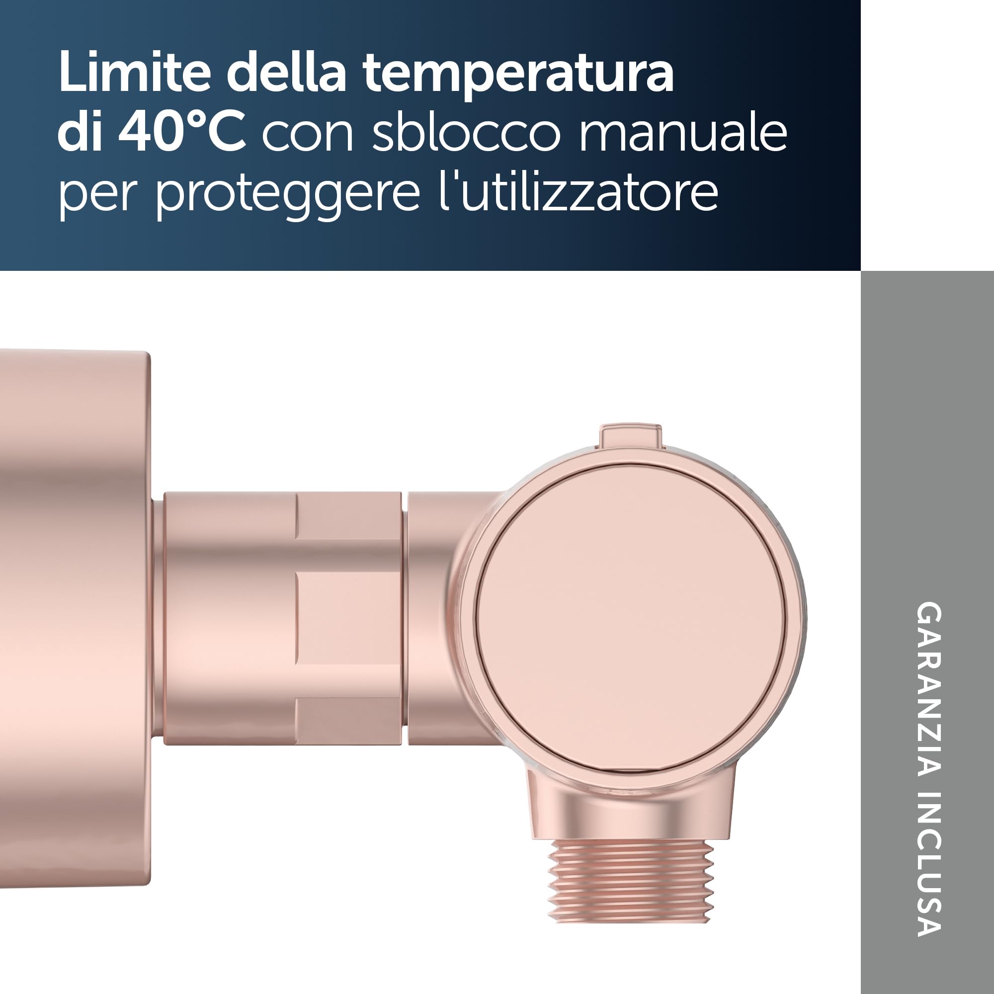 Ideal Standard Ceratherm Alu+ Monomando ducha exterior, realizzata con l'100% di alluminio riciclato, a risparmio idrico ed energetico, con funzione termostato – Rosé (292x105x72 mm)