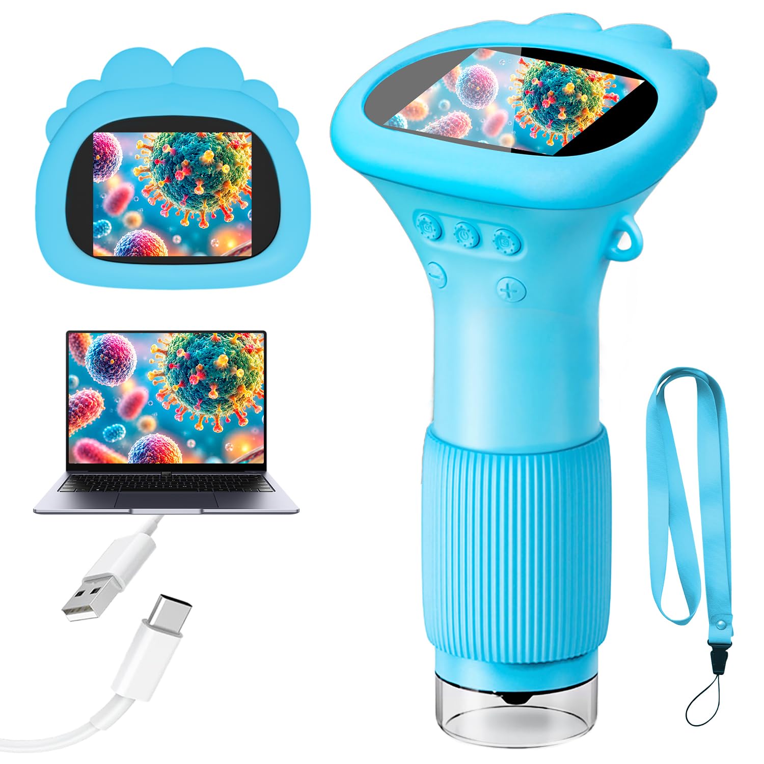 Microscope for Kids 1000X Handheld Digital Miniscope Stem Toys Gifts