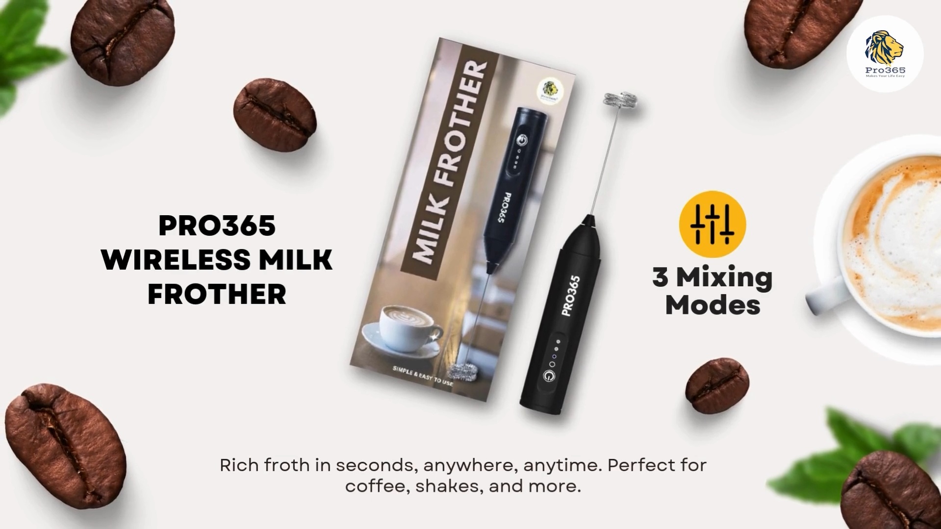 PRO365 Quick Charge Drinks, Coffee Frother | E-Recipe Available