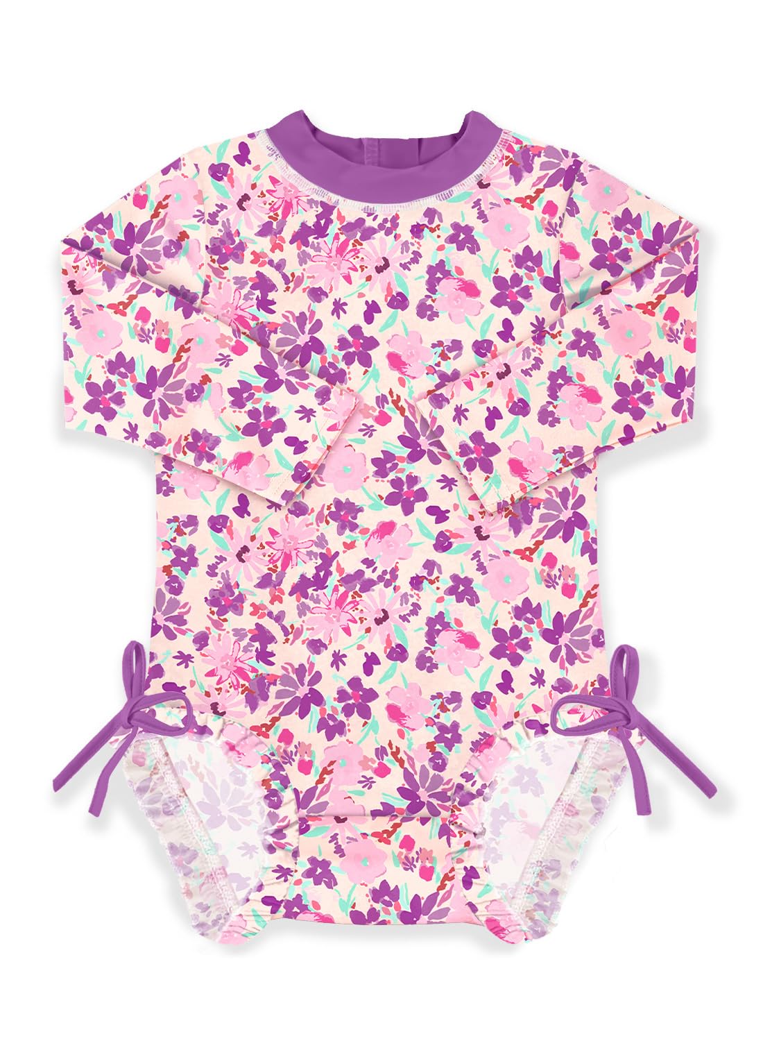 BesserBay Baby Girl Swimsuit UPF 50+ Long Sleeve Zipper Snaps Bottom One Piece Rash Guard 0-36 Months
