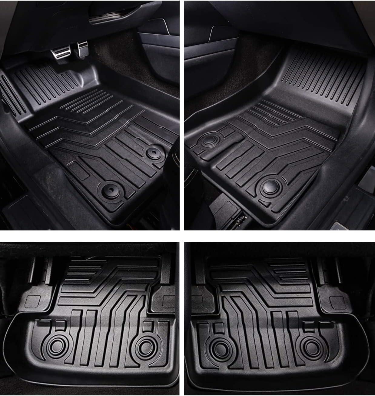 Automotive 3D Floor Mats Set for Ford Mustang 2015-2024 | Heavy Duty All Weather Floor Protection Car Accessories | Black Liner Carpets Mat for Cars |