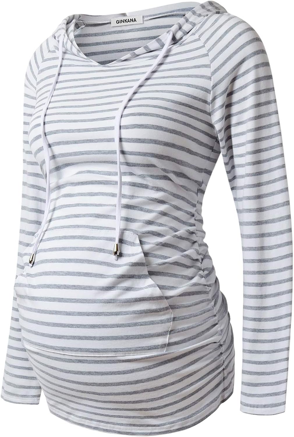 GINKANA Sudadera con capucha de maternidad de manga larga camiseta casual de maternidad para embarazo ropa casual