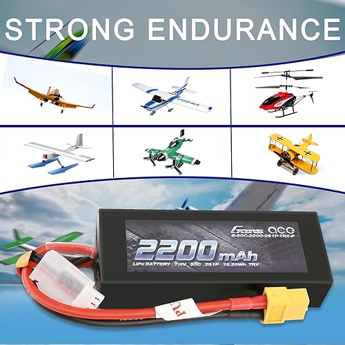 Miniatura 5 de Gens ace Batería Lipo 2S 2200mAh 7.4V 50C LiPo Batería con XT60 (no soldada)