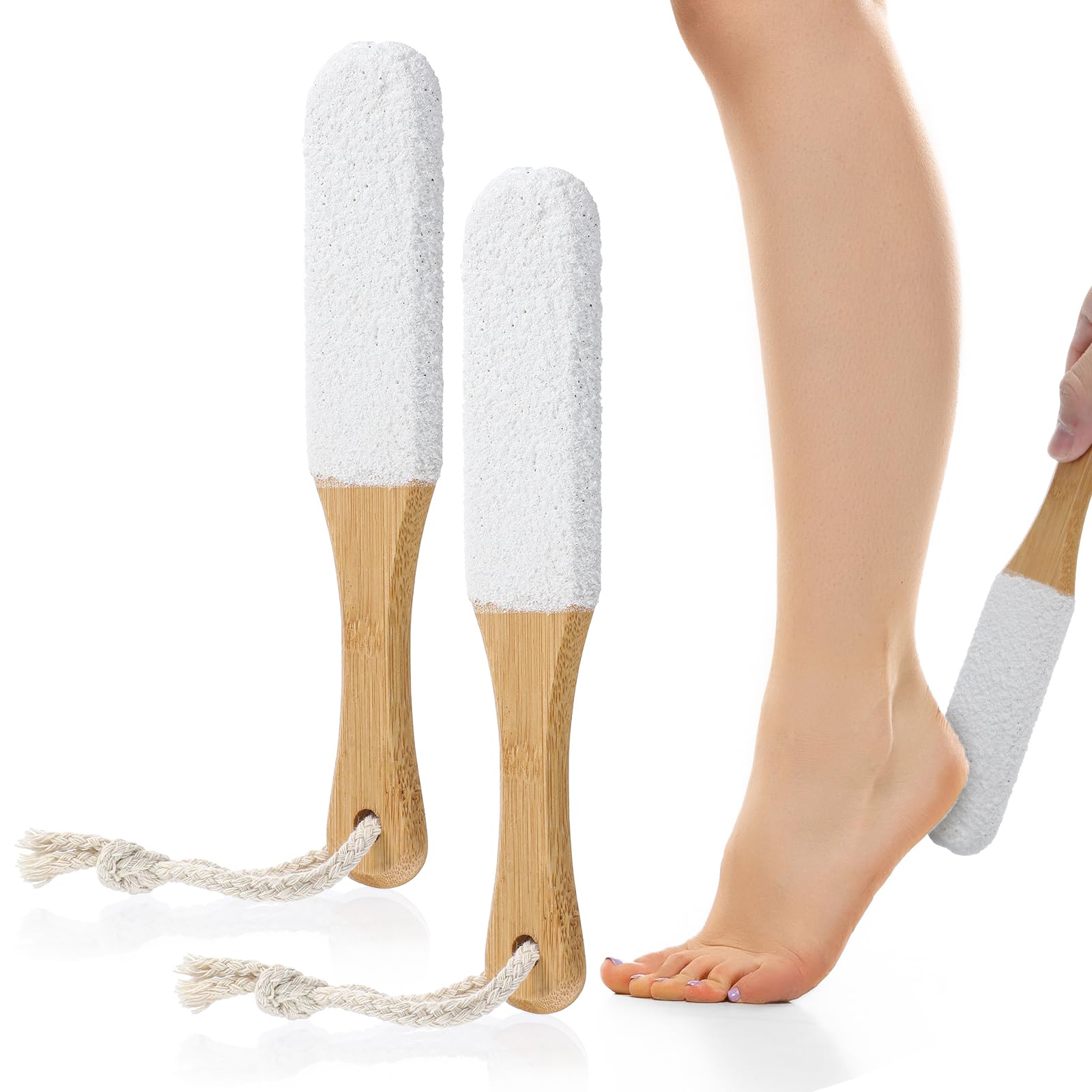 2 Pcs Foot Pumice Stone for Feet, Sided Foot Scrubber with Handle