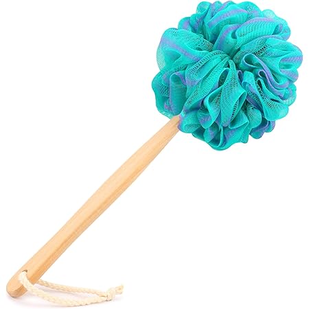 Amazon.com: Loofah on a Stick PE Soft Mesh Luffa with Wooden Handle ...