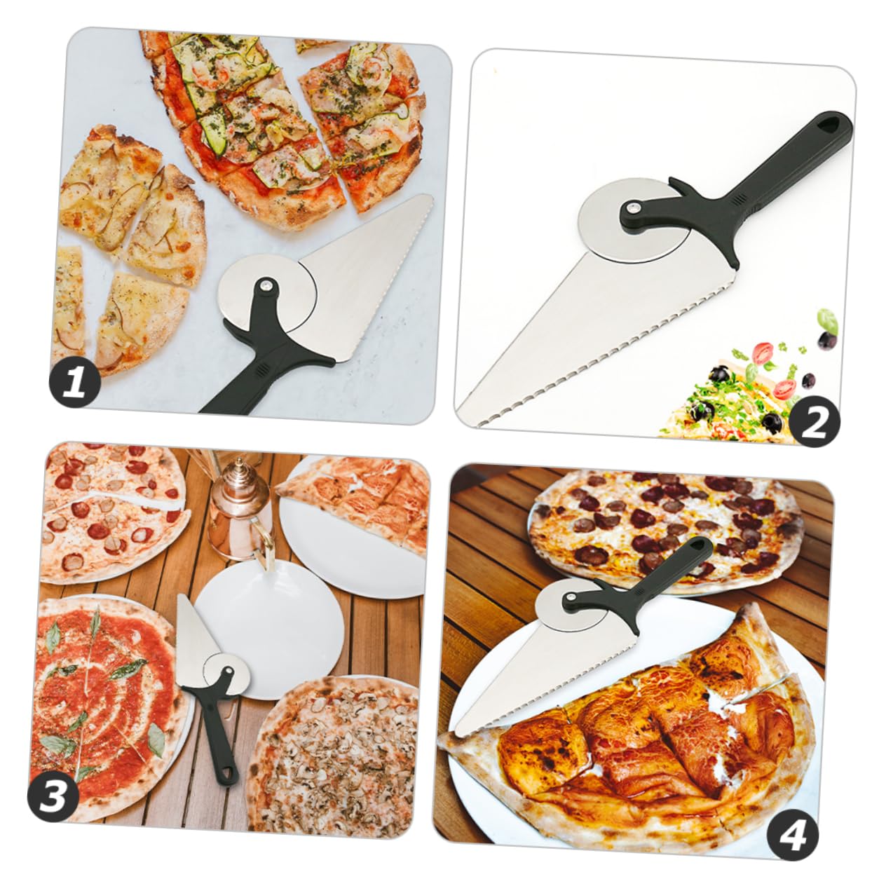 Gatuida Cortador de Pizza de Acero Inoxidable con Diseño Ergonómico y Rueda Afilada, Pack de 2 Piezas Multifuncional para Pasteles y Masa Cocina