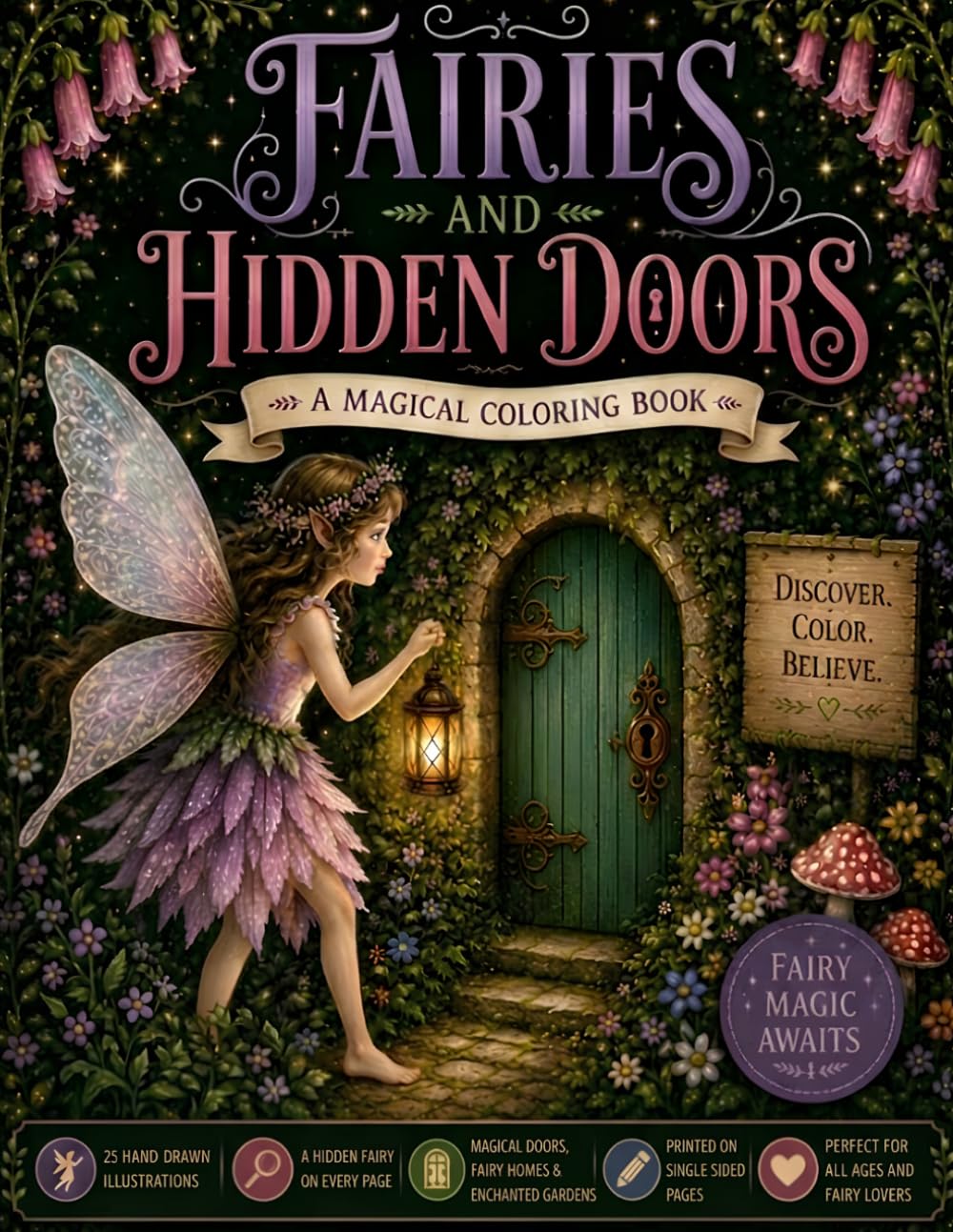 Fairies and Hidden Doors Coloring Book: An Enchanting Coloring Book of Secret Tiny Worlds & Whimsical Magic (VelvetFox Hidden Treasures)