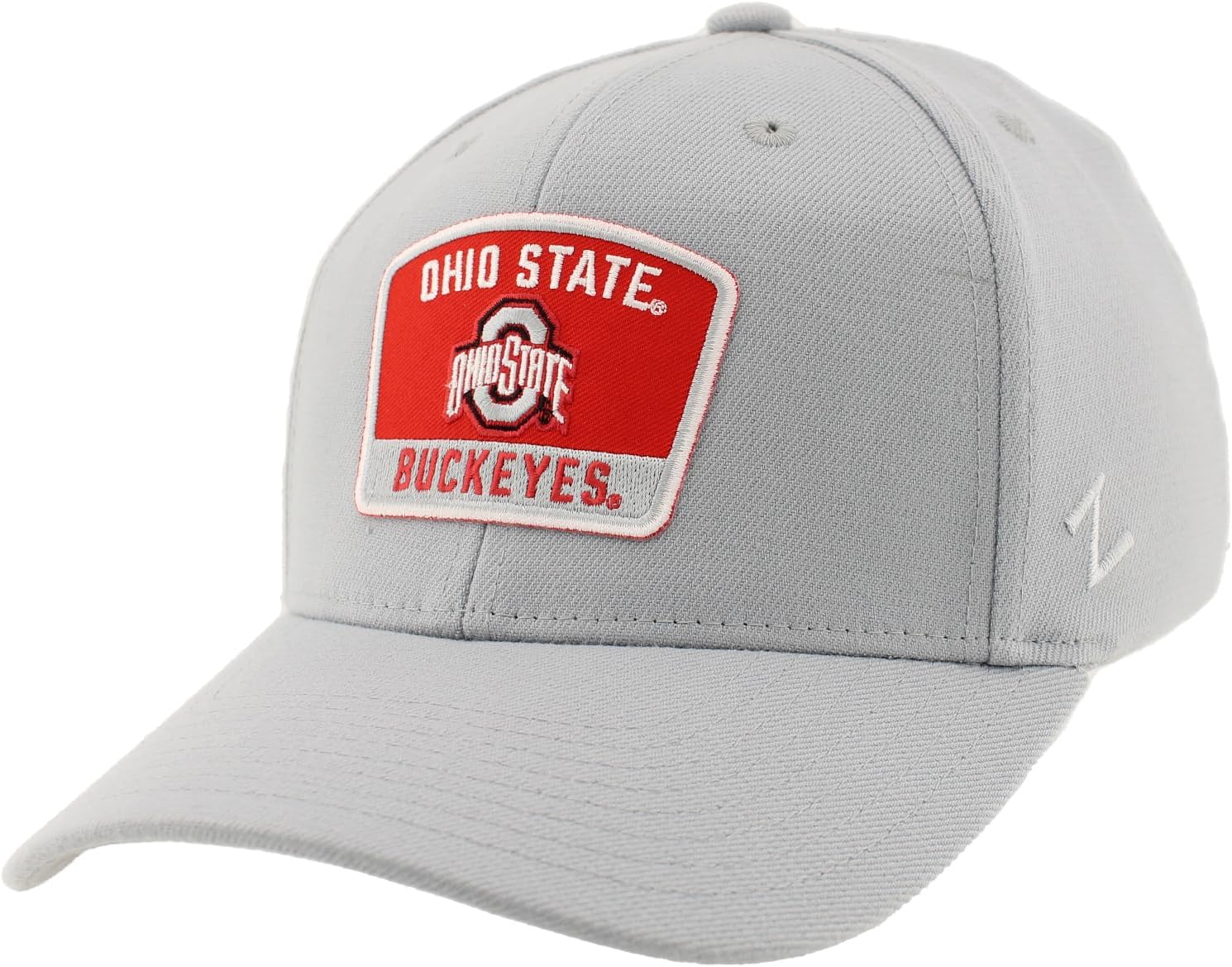 Ohio State Buckeyes NCAA Officially Licensed Fitted Hat ZH Patch Switchback Light Gray, Large