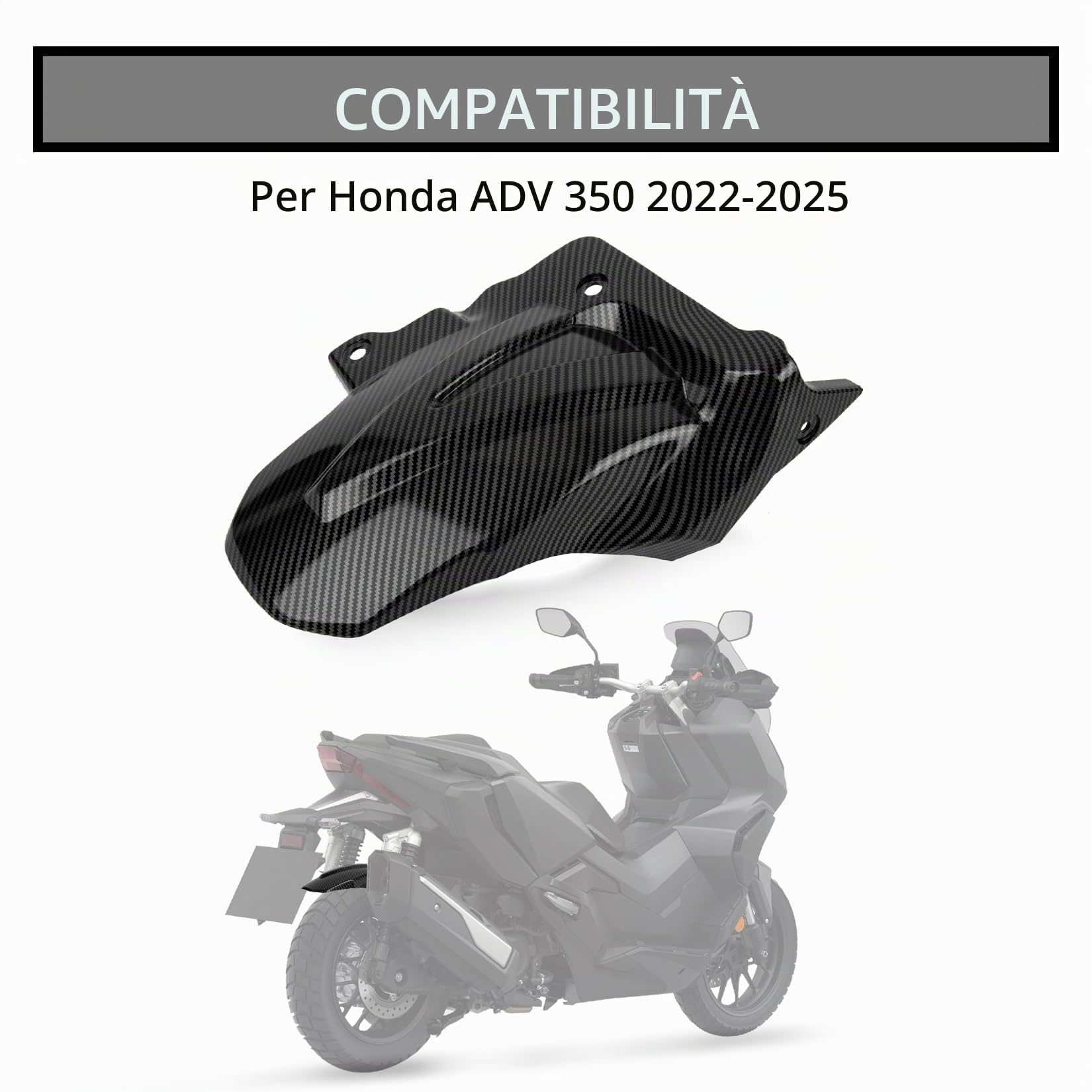 Parafango Posteriore Paraspruzzi per ADV 350 2022 2023 2024 2025,PSLER Parafango Accessori Moto(Fibra di carbonio)