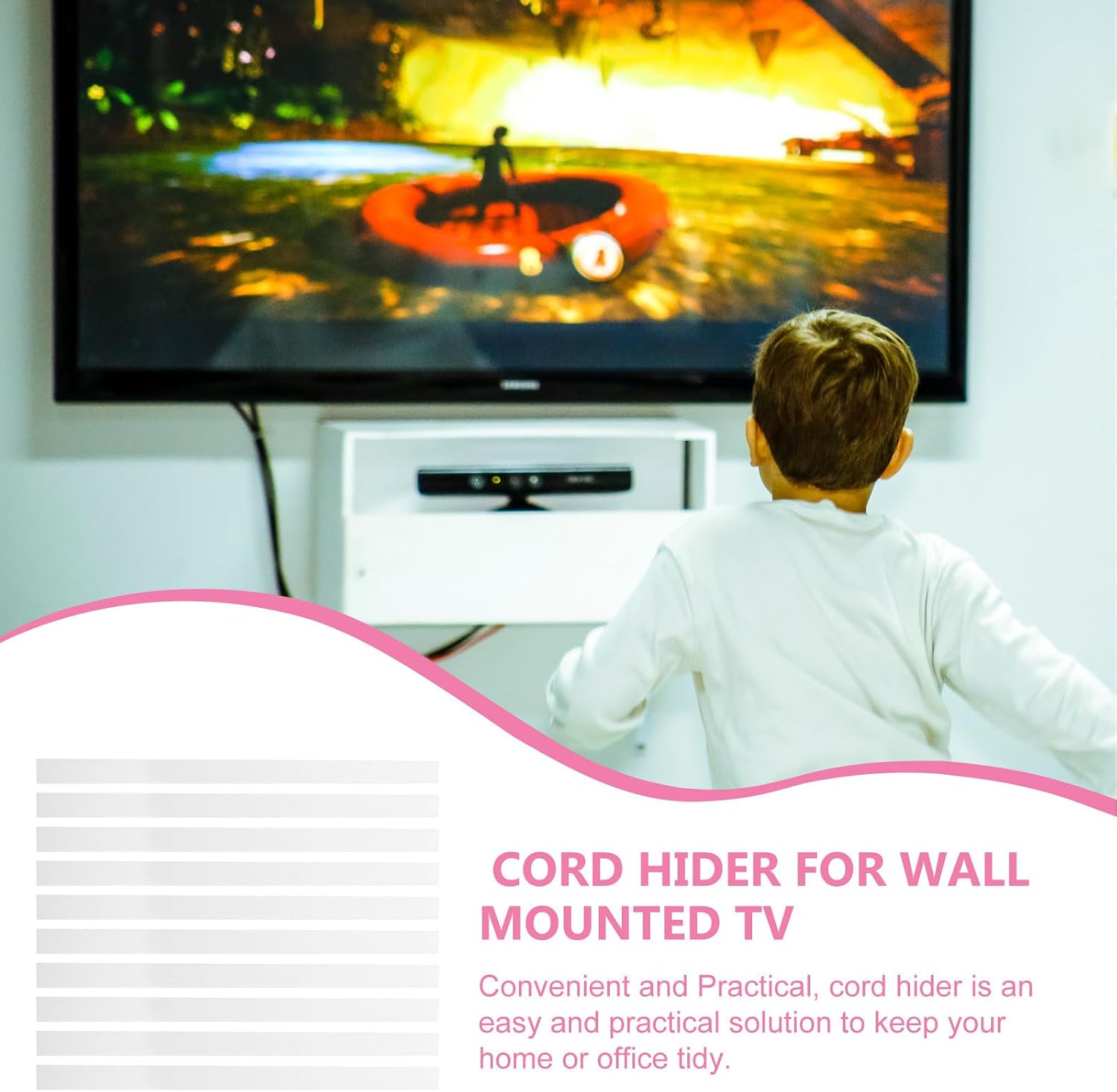40cm Cable Raceways Cable Raceways Cord Cover Kit Paintable Wire Hiders for Tv Wall Mounted 10pcs Set Wire Channels for Home and Office