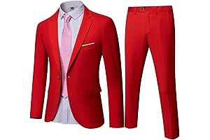 Svelte Red Suit: A Dashing Ensemble for Debonair Gents