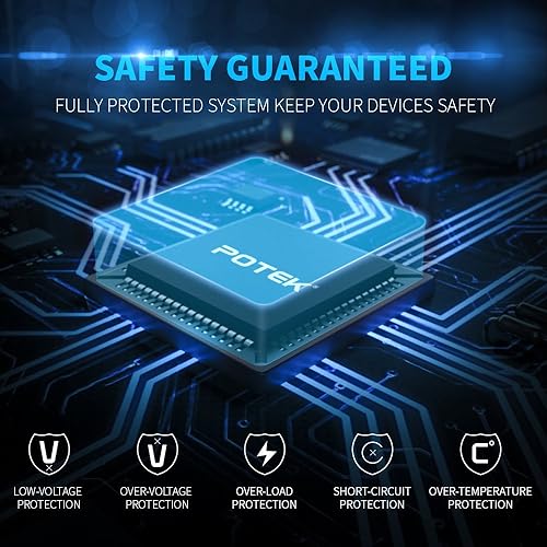 Miniatura 4 de POTEK - Inversor de onda sinusoidal pura de 2000W con interruptor de transferencia automática de 12V DC a 120V AC y Bluetooth