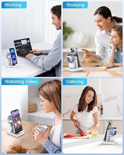 Miniatura 8 de Estación de carga rápida de 30 W para dispositivos Apple, soporte de cargador USB C 3 en 1 para iPhone 17 16 15 Pro Max Plus y AirPods 4, base de
