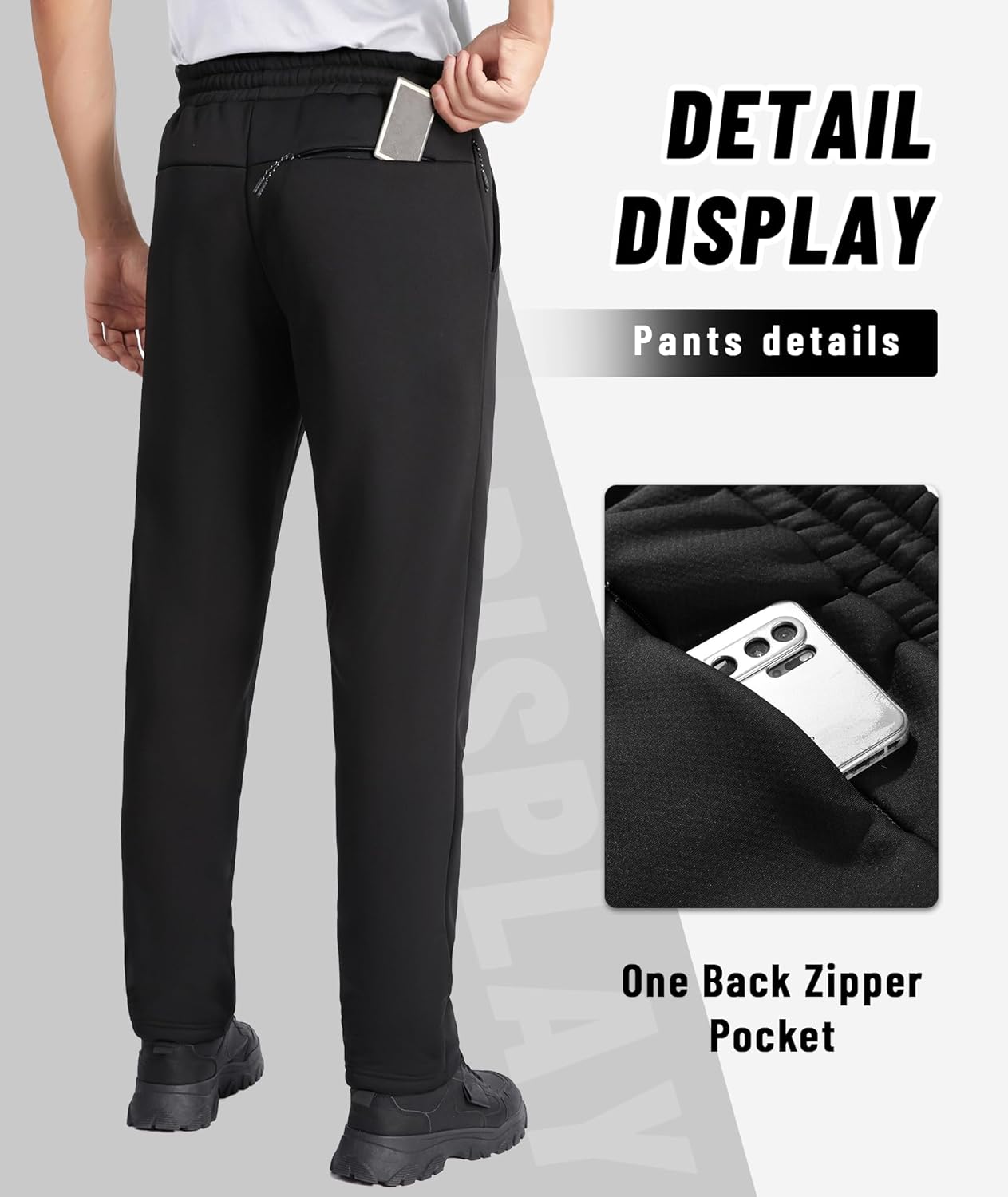 ZITY Mens Fleece Lined Sweatpants Thick Warm Joggers Pants Sherpa Athletic Track Pants with Pockets - Image 4