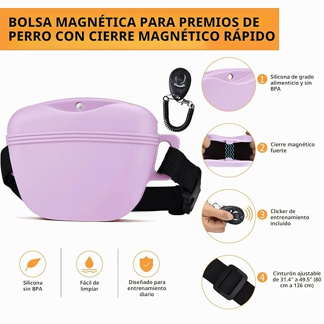 Foto 4 de 6 de AOKLANT Bolsa de premios de Silicona para Perro con clicker