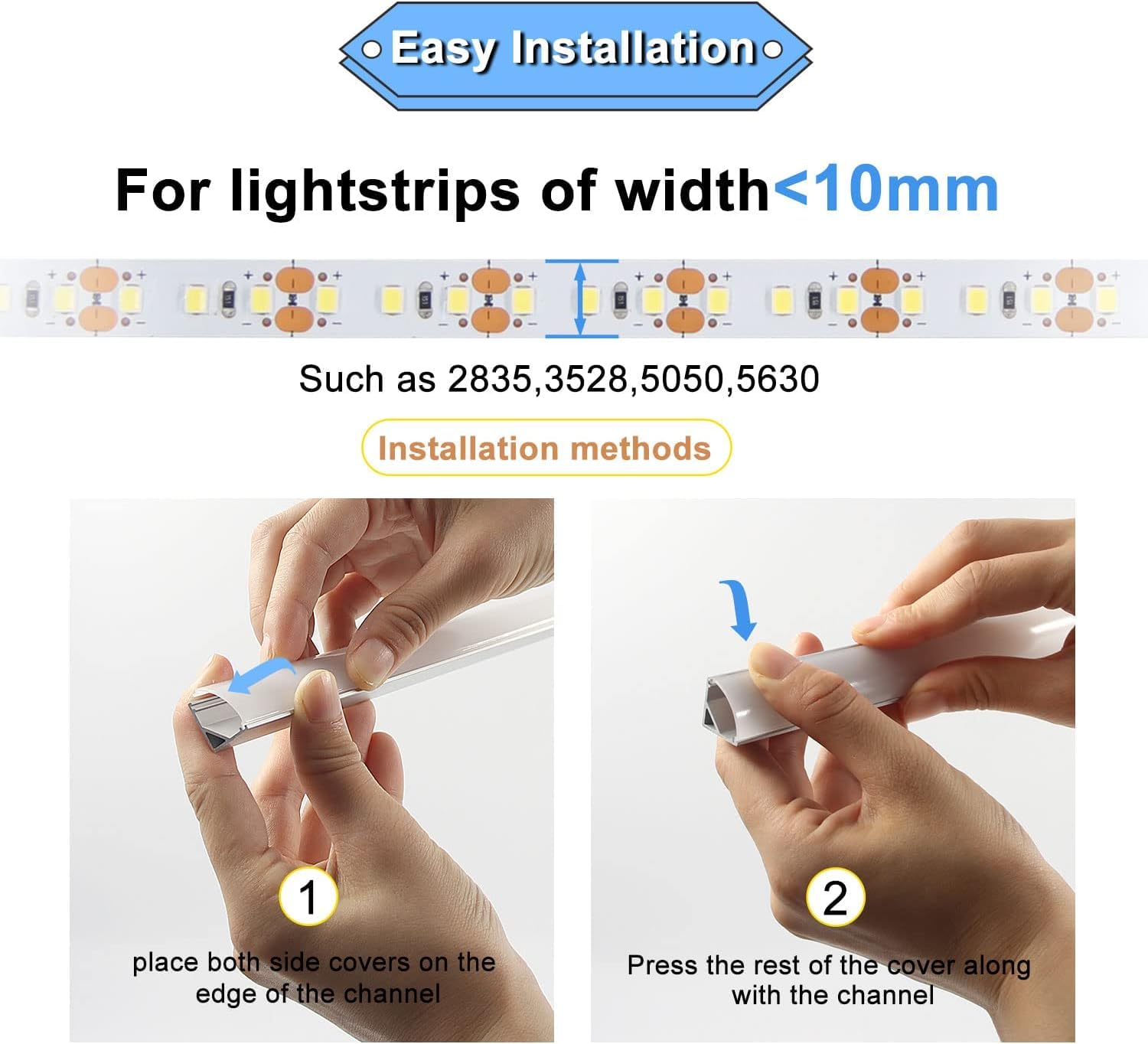 VST 20pack 3.3ft LED Channel, V Shape Led Diffuser Channel, LED Aluminum Channel System with Milky Cover, End Caps and Mounting Clips, Aluminum Profile for LED Strip Light Very Easy Installation — Amazon image 3