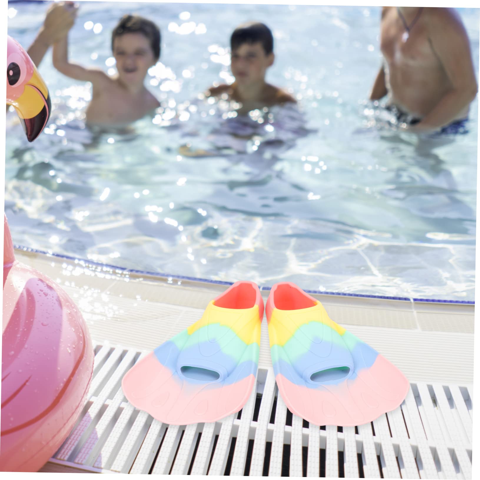 KICHOUSE 1Pair Swimming Fins Lightweight Silicone Swim Flippers for Compact Comfortable Durable Diving Training Aid for Pool Sea Swimming Macaron XXS