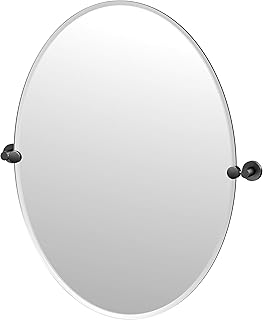 Gatco 4639MXLG Glam Frameless Oval Mirror, 32 Inch, Matte Black