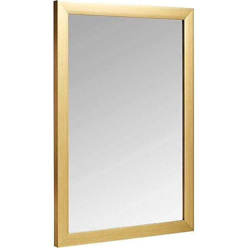 Amazon Basics Rectangular Wall Mirror 20" x 28", Standard Trim, Brass