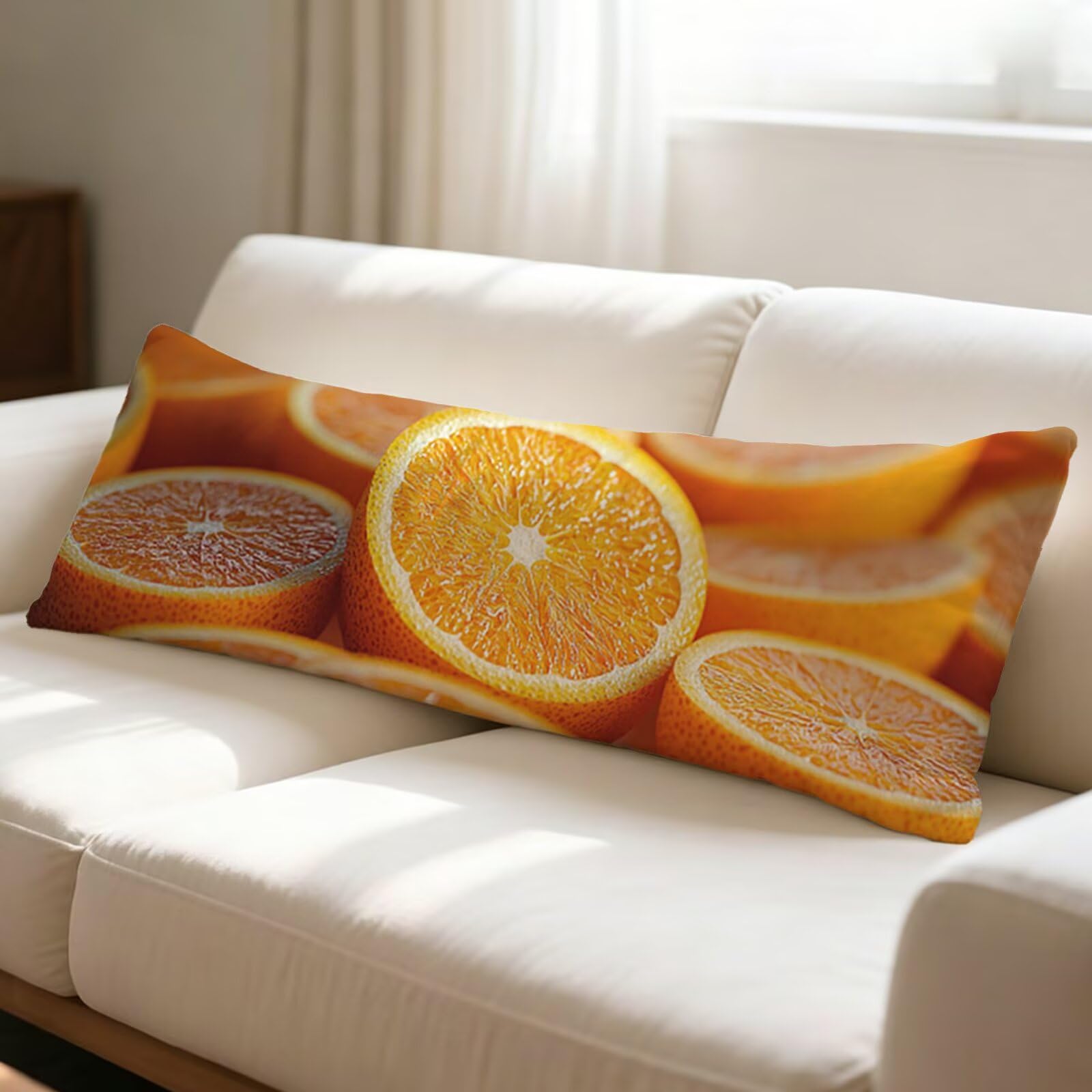 O0-661 poszewka na poduszkę, pomarańczowa, długa, owocowa, 180 x 60 cm, miękka, aksamitna poszewka na poduszkę do leżenia na boku i wsparcia macierzyństwa, dwustronna poszewka na poduszkę na łóżko