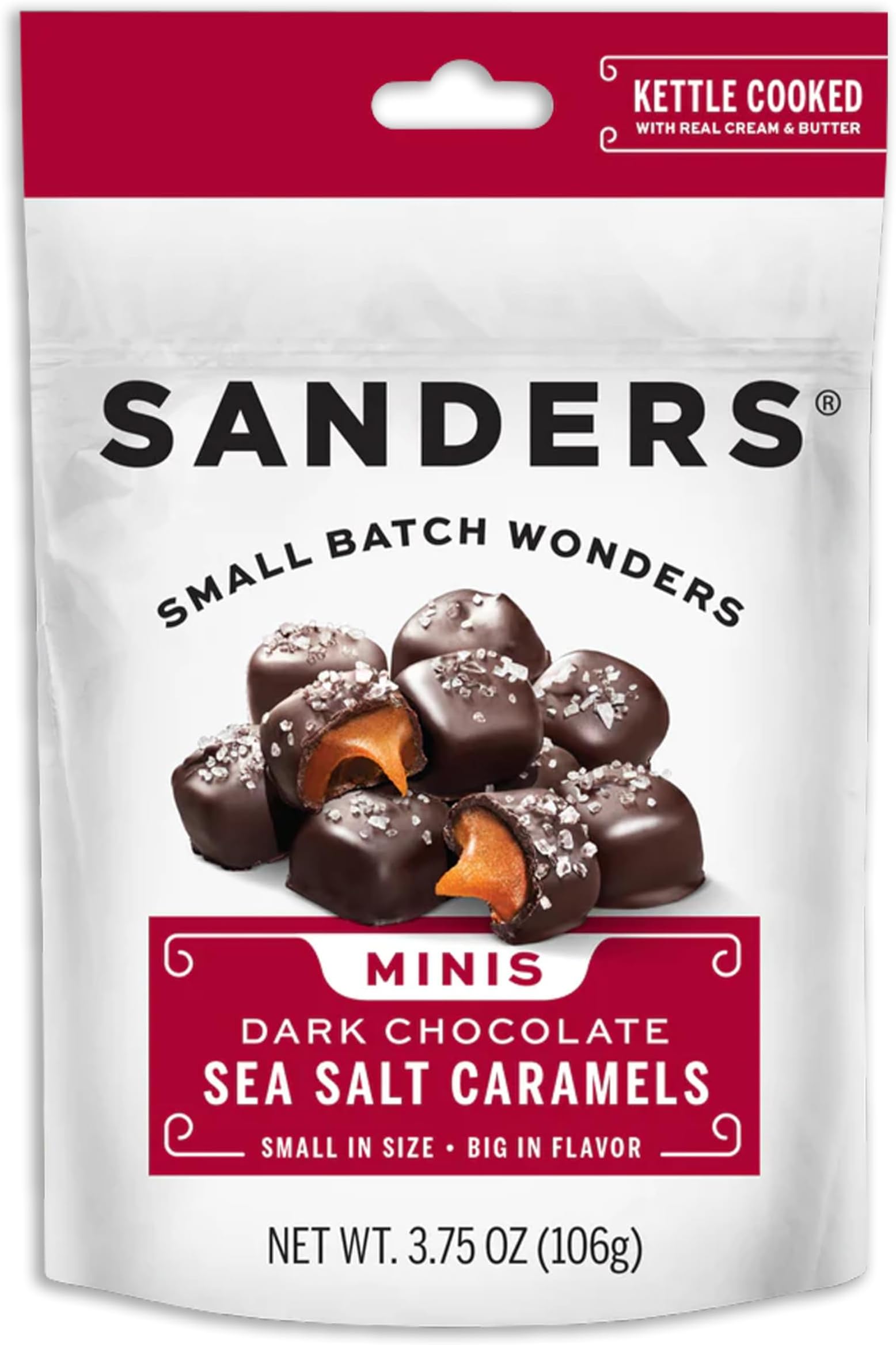 Dark Chocolate Sea Salt Caramel Mini Bites, 3.75 oz, Resealable Bag