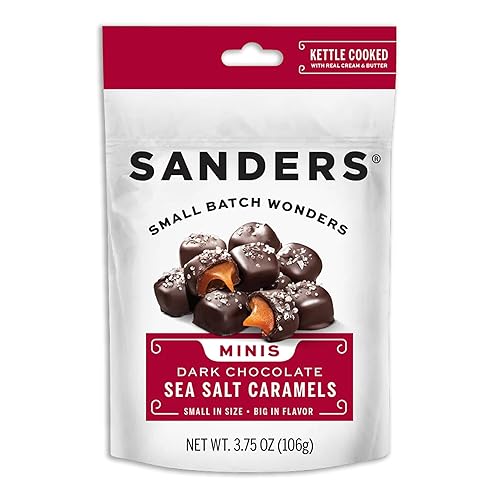 Sanders Mini bocados de chocolate oscuro con sal marina y caramelo, 3.75 onzas, bolsa resellable