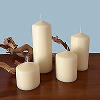 Vista 7 de Stonebriar 6 Pack Tall 3 x 6 Inch 65 Hour Long Burning Unscented Ivory Wax Pillar Candles