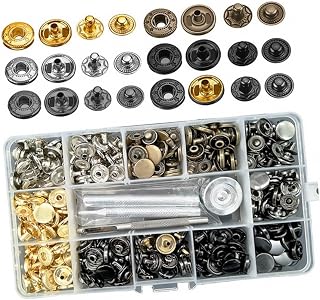 VILLCASE 1 Caixa De Conjunto De Puxões Kit De Encaixe De Lona Ferramenta Costura De Encaixe De Couro Em Botões De Encaixe Encaixes Para Botões De Couro Para Roupas Botões De Couro Botões