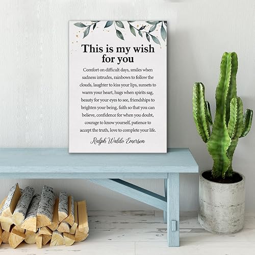 Miniatura 5 de Lienzo con citas inspiradoras para pared, diseño motivacional This is My Wish for You, Ralph Waldo Emerson, con cita de Ralph Waldo Emerson,
