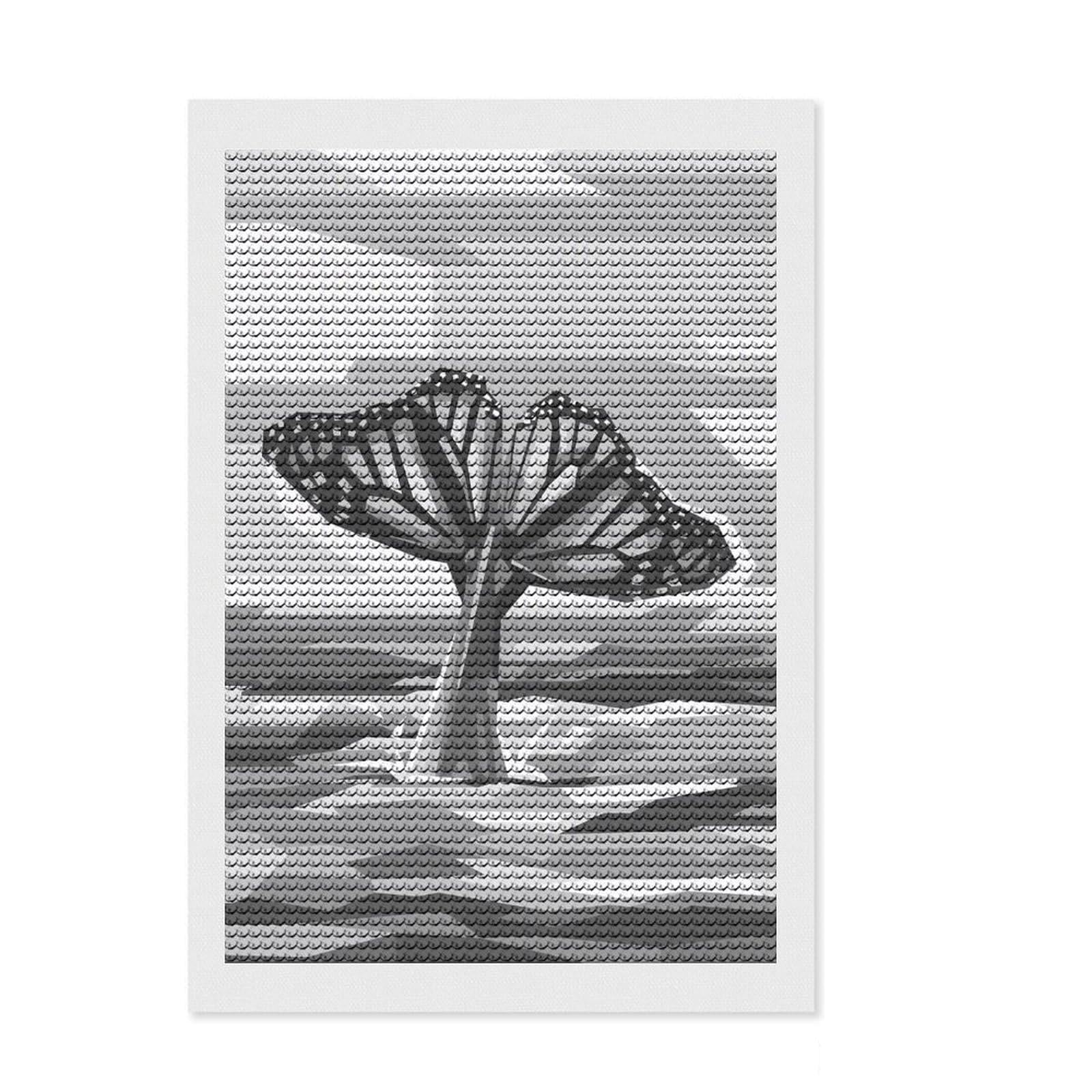 Junmoney Gray Whale The Butterfly Diamond Art Kit 8"x12", Calming Craft to Unwind, with Tool Kit, Living Room Decor, Festive Craft Gift