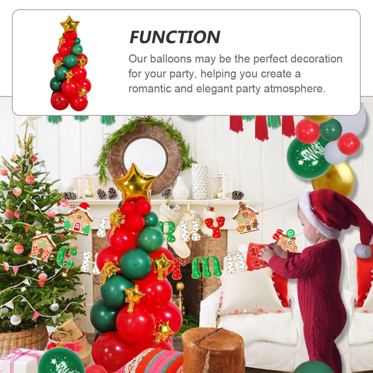 Toyvian 2sets Palloncini Di Natale e Kit Decorazioni Per Feste Natalizie Facile Da Assemblare Per Ghirlande e Atmosfera Festiva