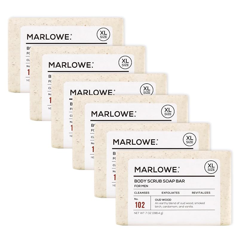 Sabonete em barra esfoliante corporal MARLOWE. Oud Wood, 6 unidades de 198 g